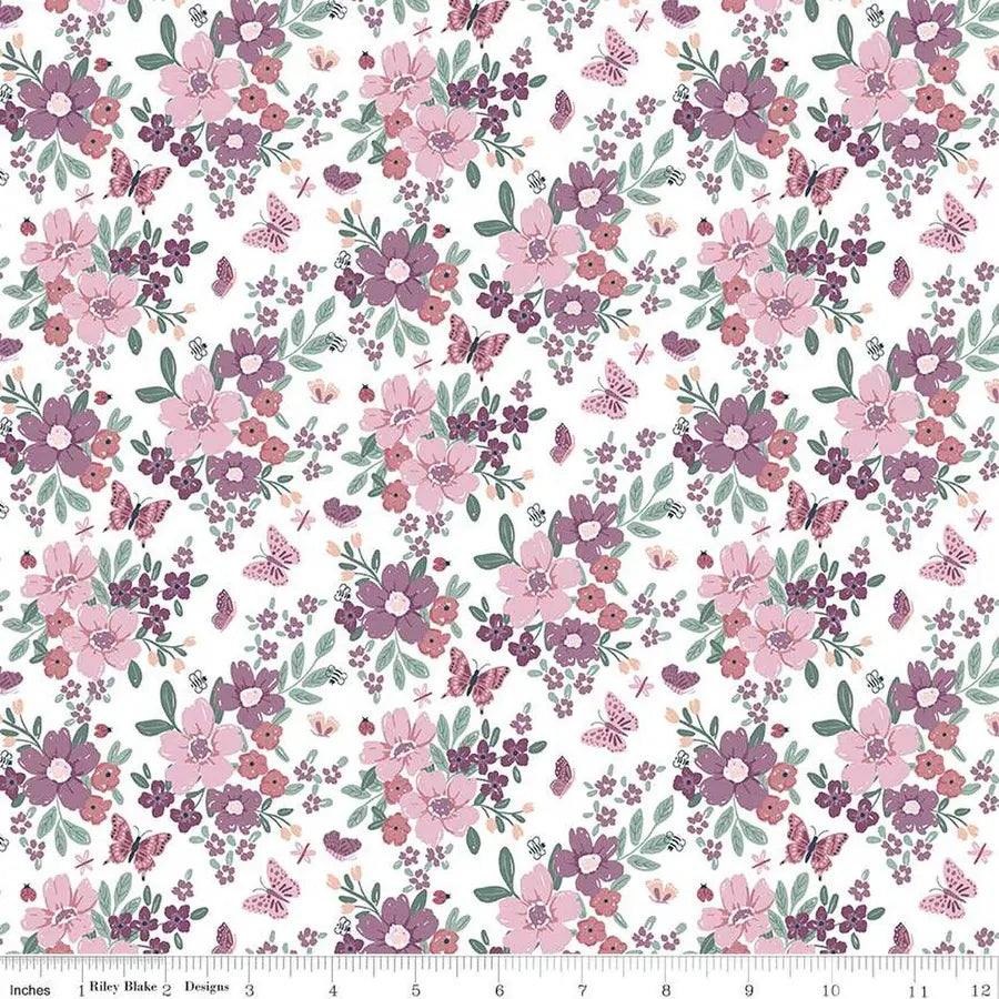 Buds and Butterflies by Carla Naylor for Riley Blake Designs - C15350 - White
