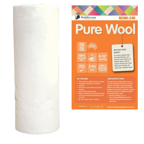 Batting - Pure Wool - 2.4m wide - M300-240
