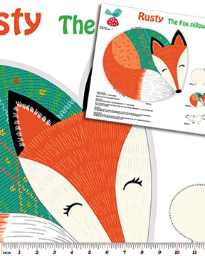 The Fox Panel - Rusty and Friends Fabric Panel Only - by Mitzi Powers for Benartex Fabrics