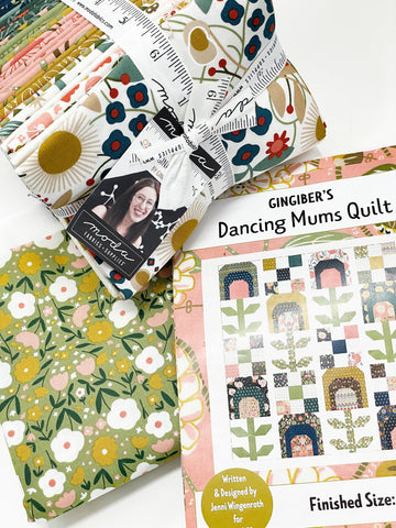 Dancing Mums Quilt Kit by Jenni Wingenroth for Gingiber in Imaginary Flowers