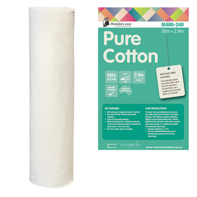 Batting - Cotton - 2.4m wide - M400-240