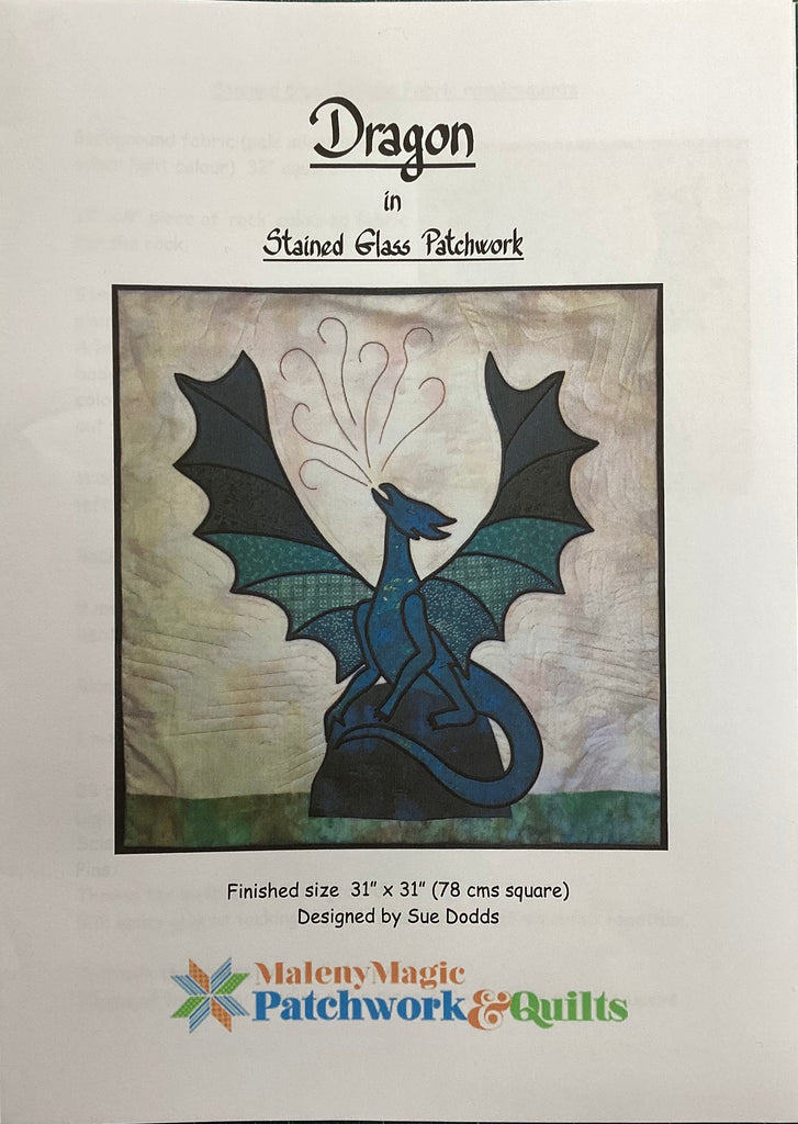 Dragon in Stained Glass Patchwork Wallhanging