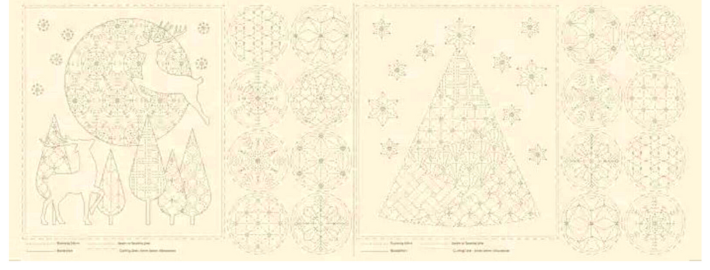 Sashiko Christmas Designs Fabric Panel
