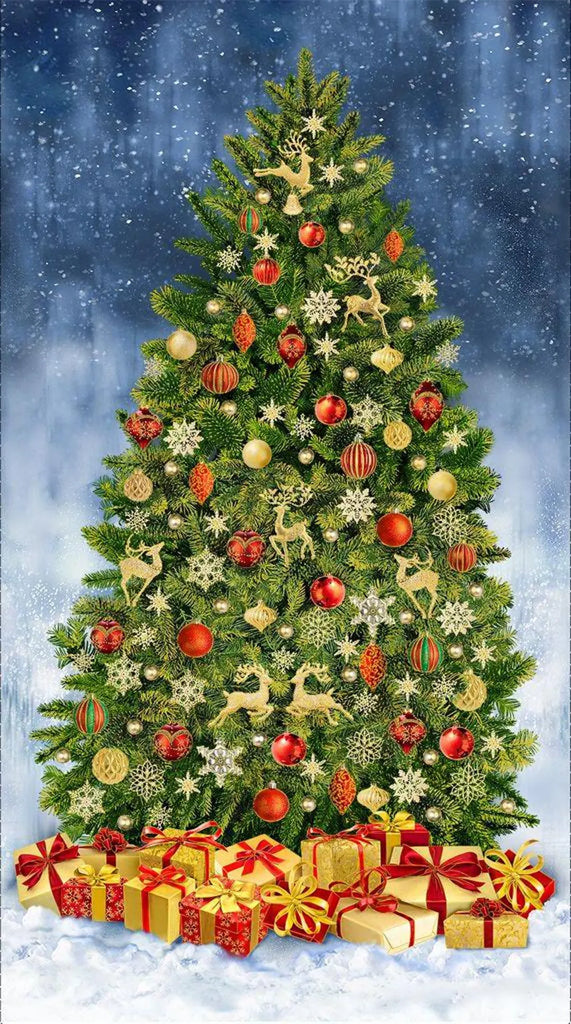 Christmas Magic Fancy Glowing Christmas Tree Panel by Timeless Treasures Fabrics