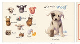 A Dog Says Woof by John Butler for Elizabeth’s Studio Story Book Fabric Panel