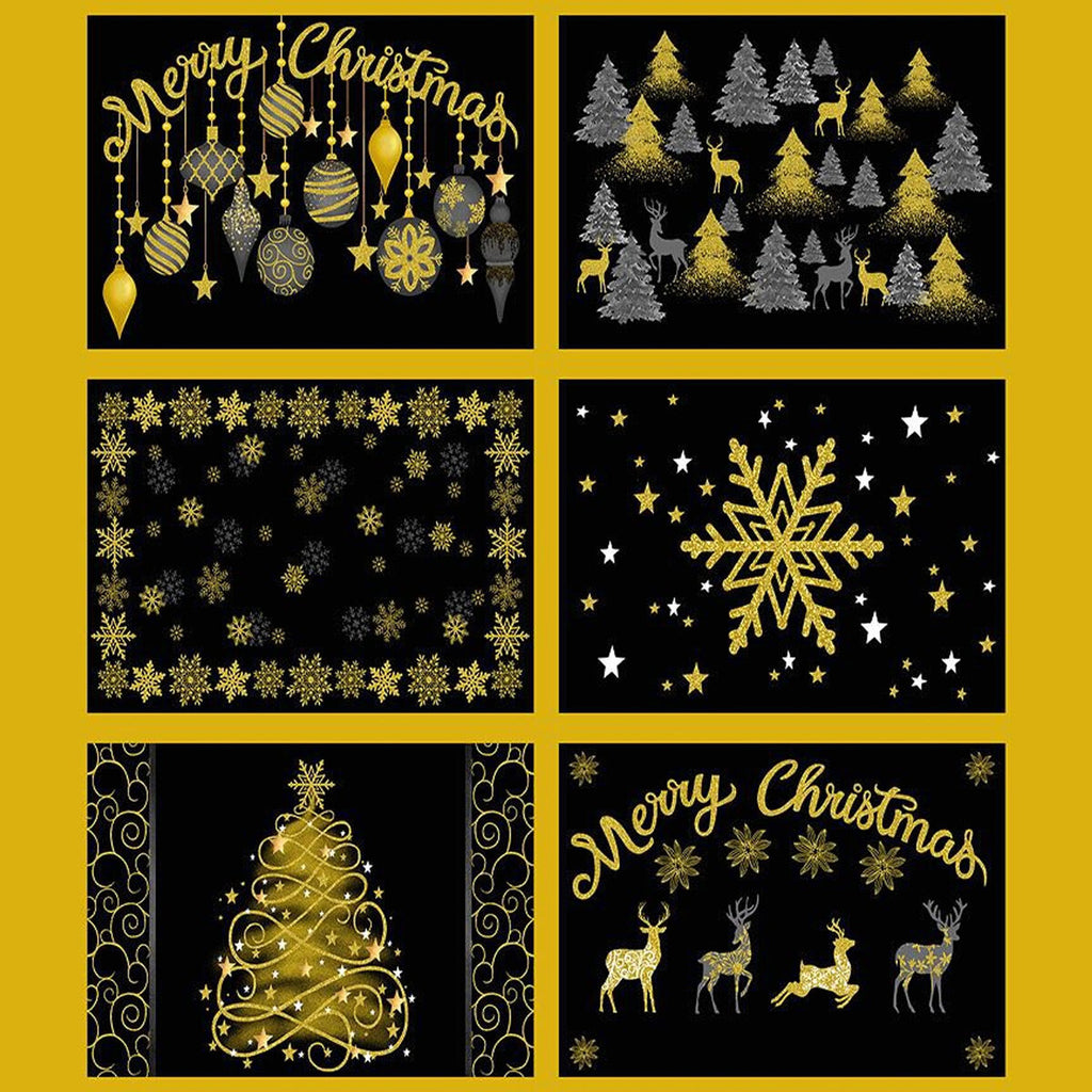 Merry Christmas HOLIDAY-CM3621 GOLD Panel by Timeless Treasures Fabrics