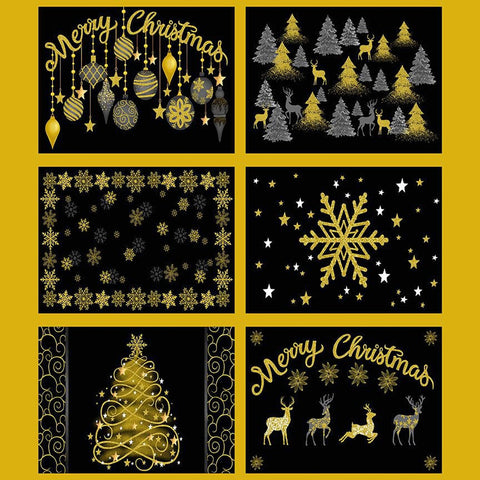 Merry Christmas HOLIDAY-CM3621 GOLD Panel by Timeless Treasures Fabrics