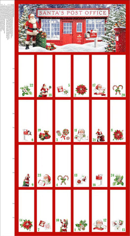 Advent Calendar Letters to Santa Fabric Panel by Simon Treadmill for Northcott Fabrics