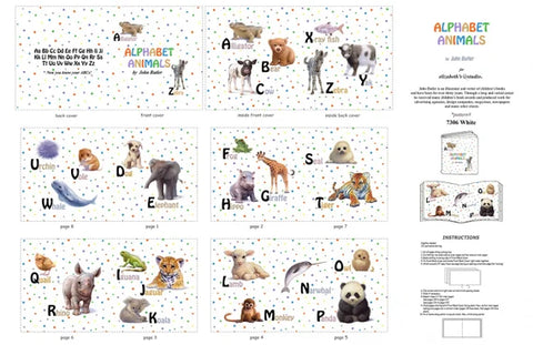 Alphabet Animals by John Butler for Elizabeth’s Studio Book Fabric Panel