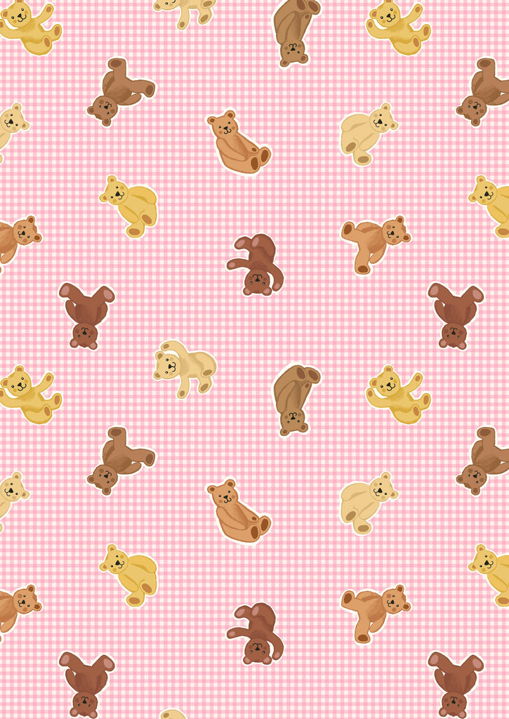 Teddy Bear’s Picnic - Teddy bears on pink gingham- A792#1