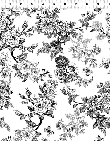 Garden Decoupage Black White Toile - C25605DC1