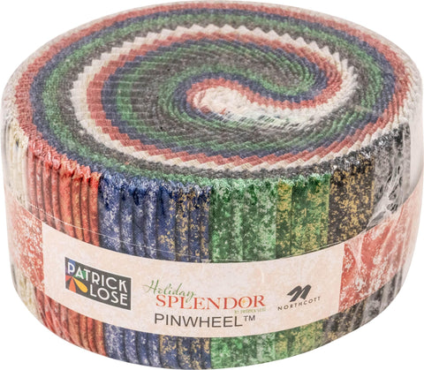 Holiday Splendor Pinwheel by Patrick Lose for Northcott Fabrics 2.5” strips (jelly roll)