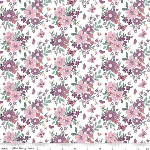 Buds and Butterflies by Carla Naylor for Riley Blake Designs - C15350 - White