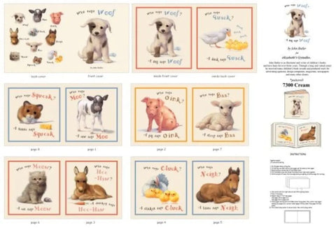 A Dog Says Woof by John Butler for Elizabeth’s Studio Story Book Fabric Panel