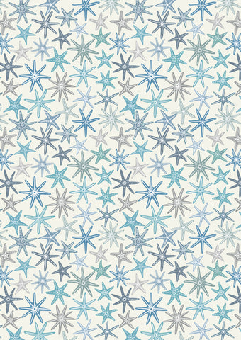 Ocean Pearls - Blue Starfish - Cream - A829#1