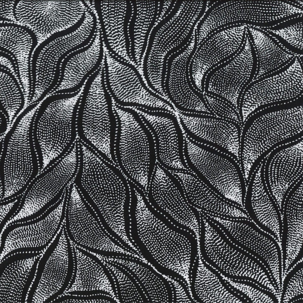 Sandhill & Waterhole Black by Anna Pitjara for M and S Textiles SAWB