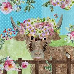 ‘Daisy - Highland Cow’ Collage Pattern by Veronica Appleyard