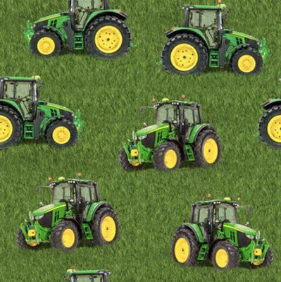 Farm Machines Green Tractors Allover Crop Large by KKFabrics 1093Mlarge