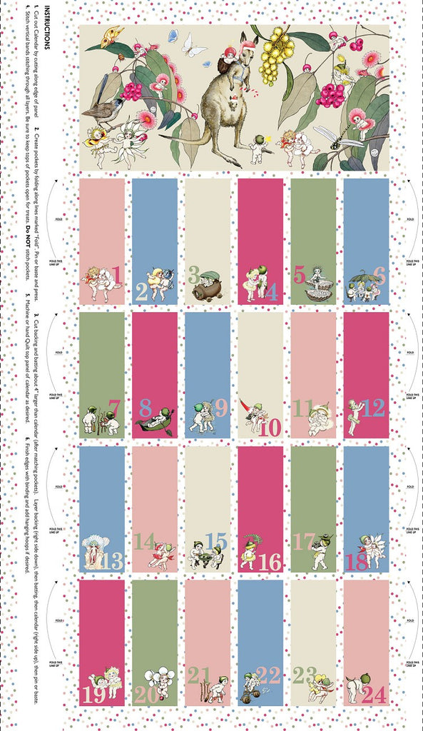 May Gibbs Christmas Advent Calendar Fabric Panel