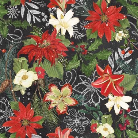 Charcoal Christmas Floral BQ4120 095