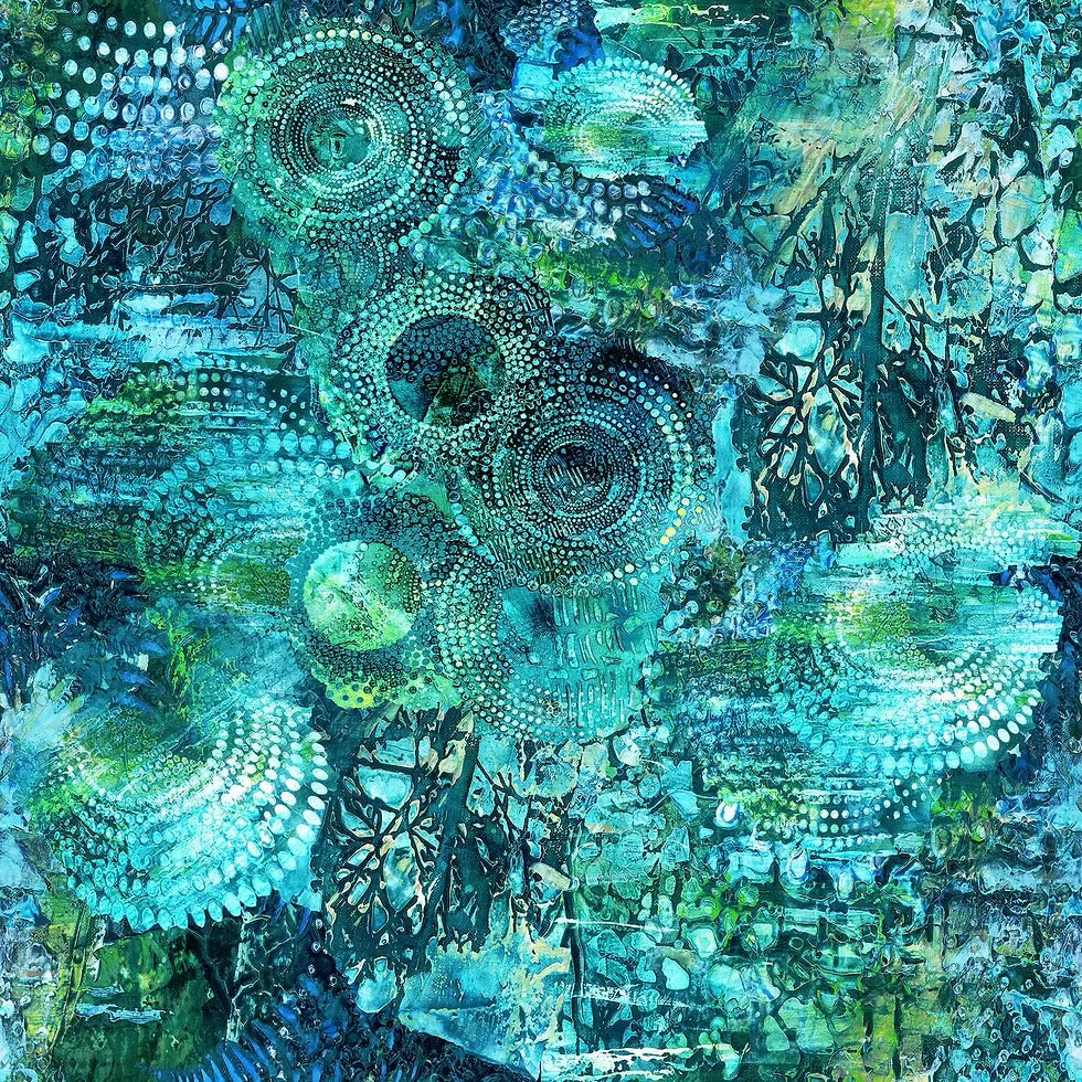 Backing Fabric - Circles Turquoise 4002/14
