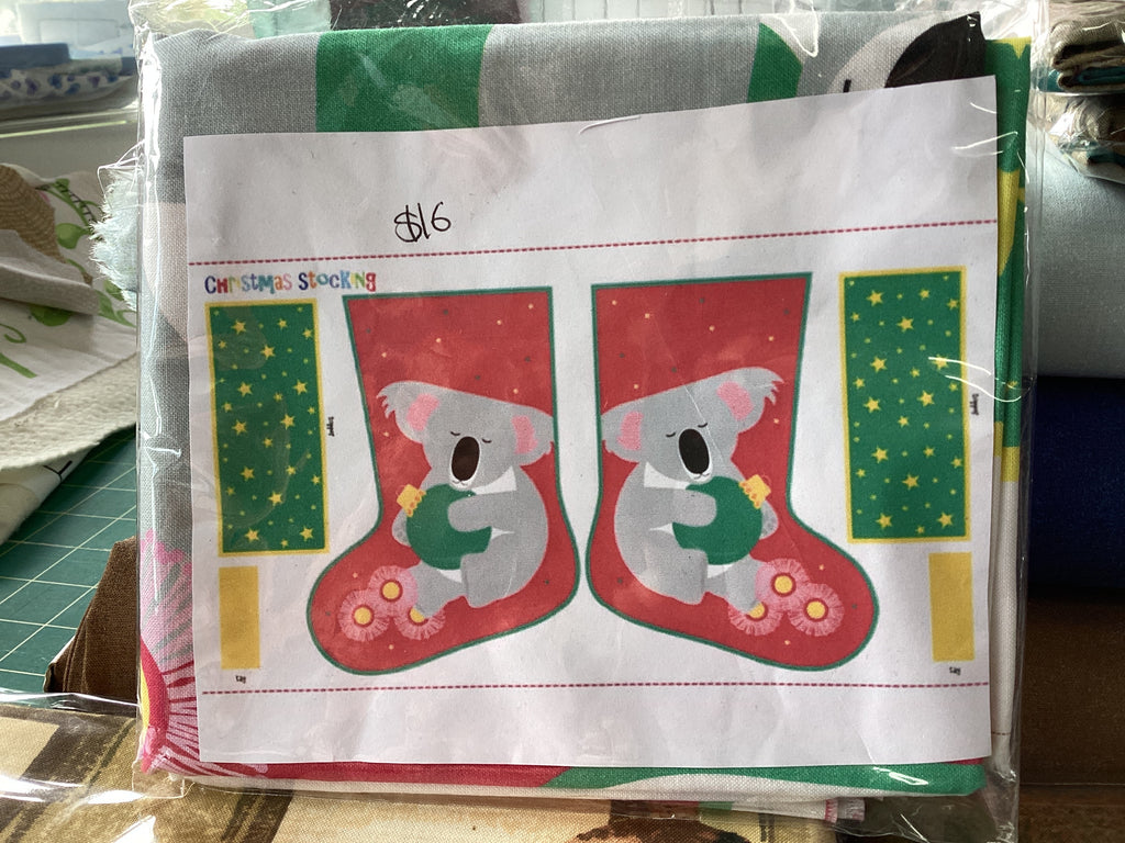 Aussie Koala Christmas Stocking Fabric Panel