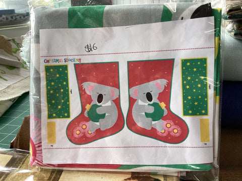 Aussie Koala Christmas Stocking Fabric Panel