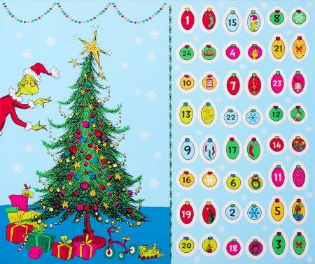 Advent Calendar Dr Seuss How the Grinch Stole Christmas Fabric Panel