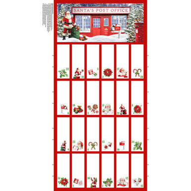 Advent Calendar Letters to Santa Fabric Panel by Simon Treadmill for Northcott Fabrics