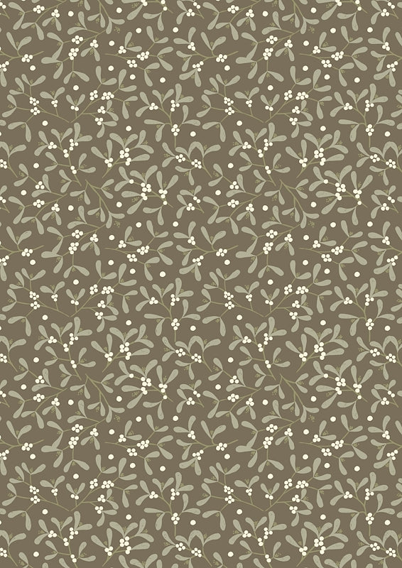 Winter in Bluebell Wood - Mistletoe on Dark Taupe - LEC43002