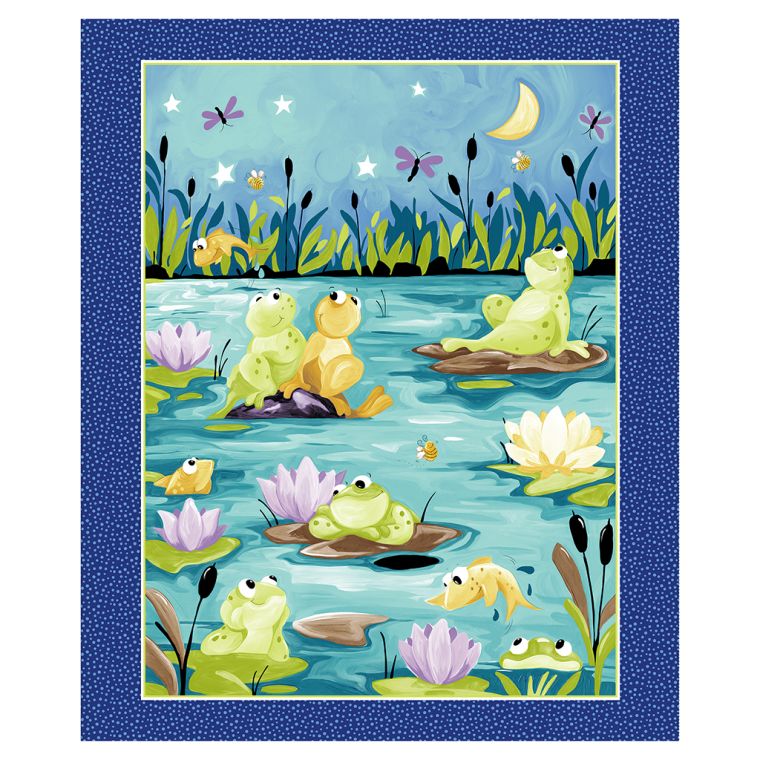 Frog Pond by Susybee Fabric Panel by Clothworks