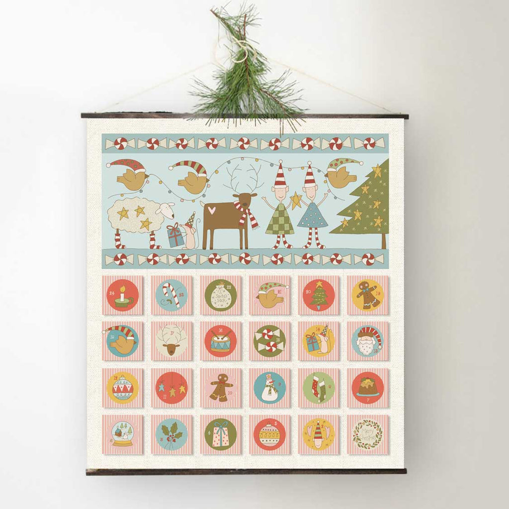 The Devonstone Collection Count Down to Christmas Extra Wide Linen/Cotton Advent Panel - 77cm x 137 cm by Devonstone DV3934