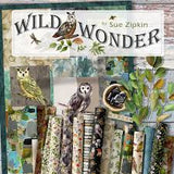 Wild Wonder Watercolour Packed Owls Multi Colour Fabric by Sue Zipkin for Clothworks Y4074 55