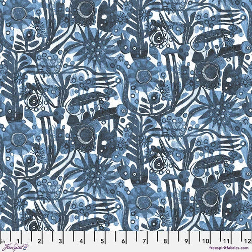 In the Pink by Este MacLeod for Free Spirit - Stella Blue - Blue PWES017.Blue