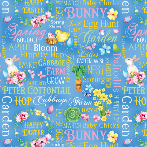 Cottontail Farms - Springtime Words - Blue/Multi - 3056/0154