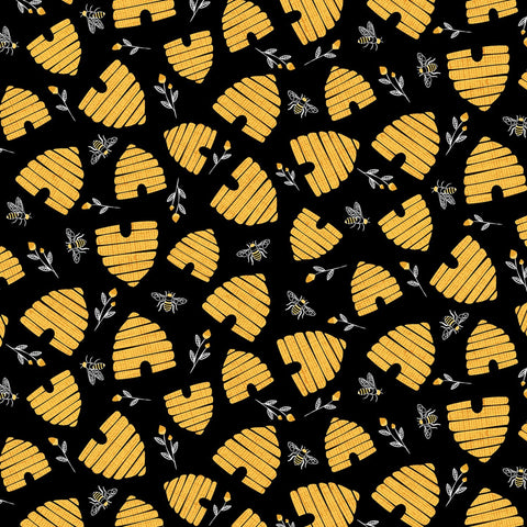 Save the Bees  - Bee Hives and Bees 8122 Black